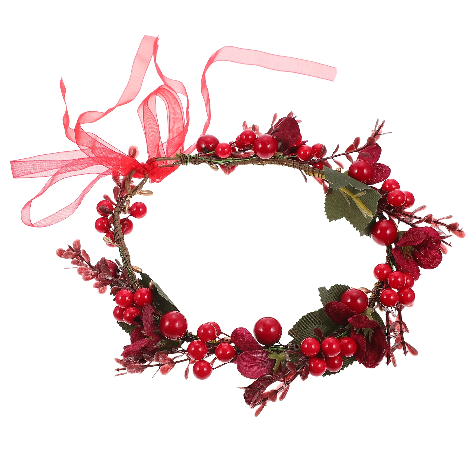 Red Headpiece Christmas Wreath Halloween Decoration Holiday Headdress Skirt Berry Xmas Ladies Headbands