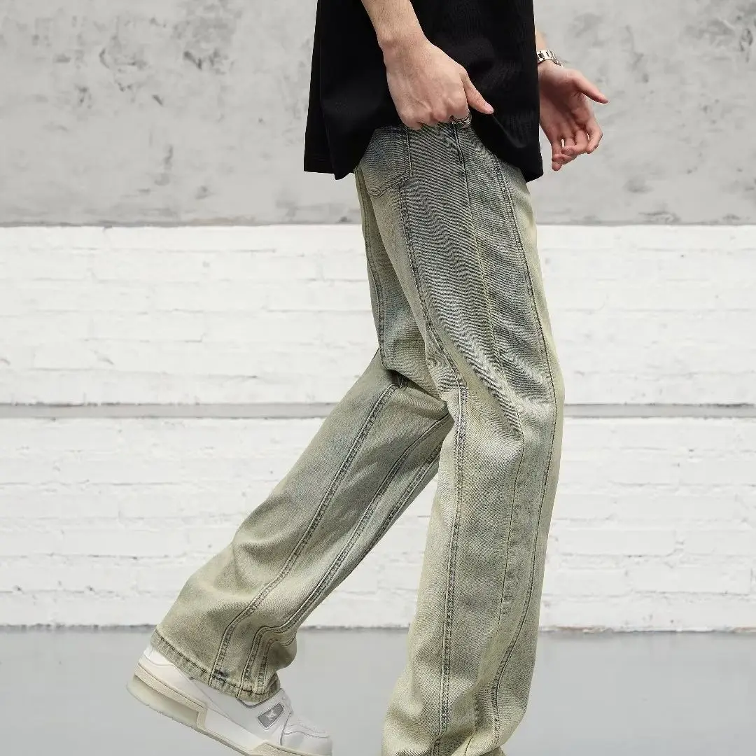 Calça jeans confortável de cintura alta, confortável, respirável de perna longa, estilo elegante, masculina, japonês, na moda, primavera 2022