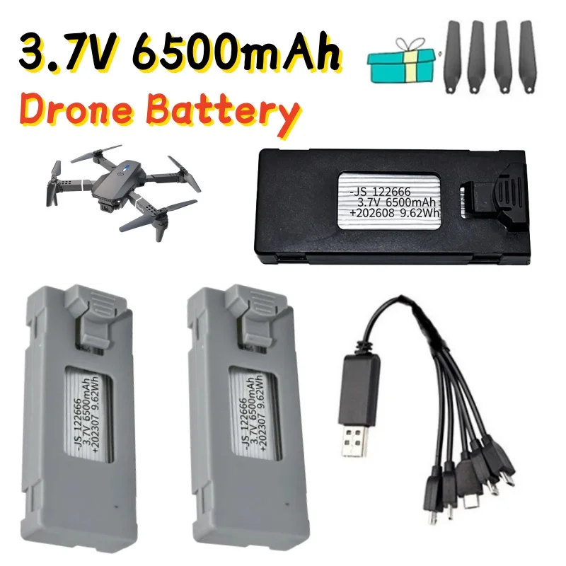 Akumulator 3,7 V, 6500 mAh do drona RC, akcesorium do modeli E88, E88PRO, LS-E525, E525 Pro, mini drona UAV – specjalna część do drona RC – 1/2/3/5/10 sztuk.