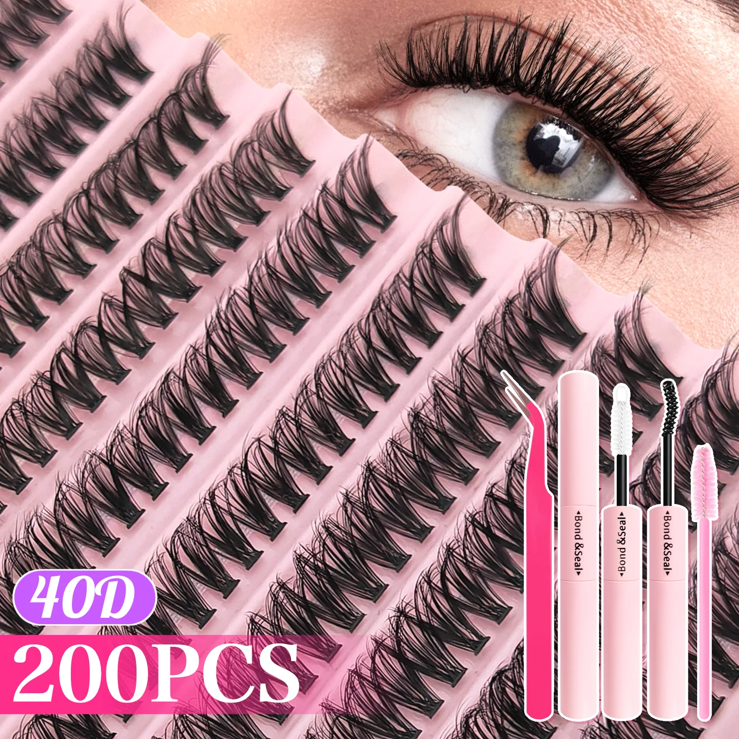 720/200 Stuks Wimper Extension Kit Pluizige Wimper Extension Kit Met Lash Bond En Seal Lash Pincet Dikke Lash clusters Piekerige