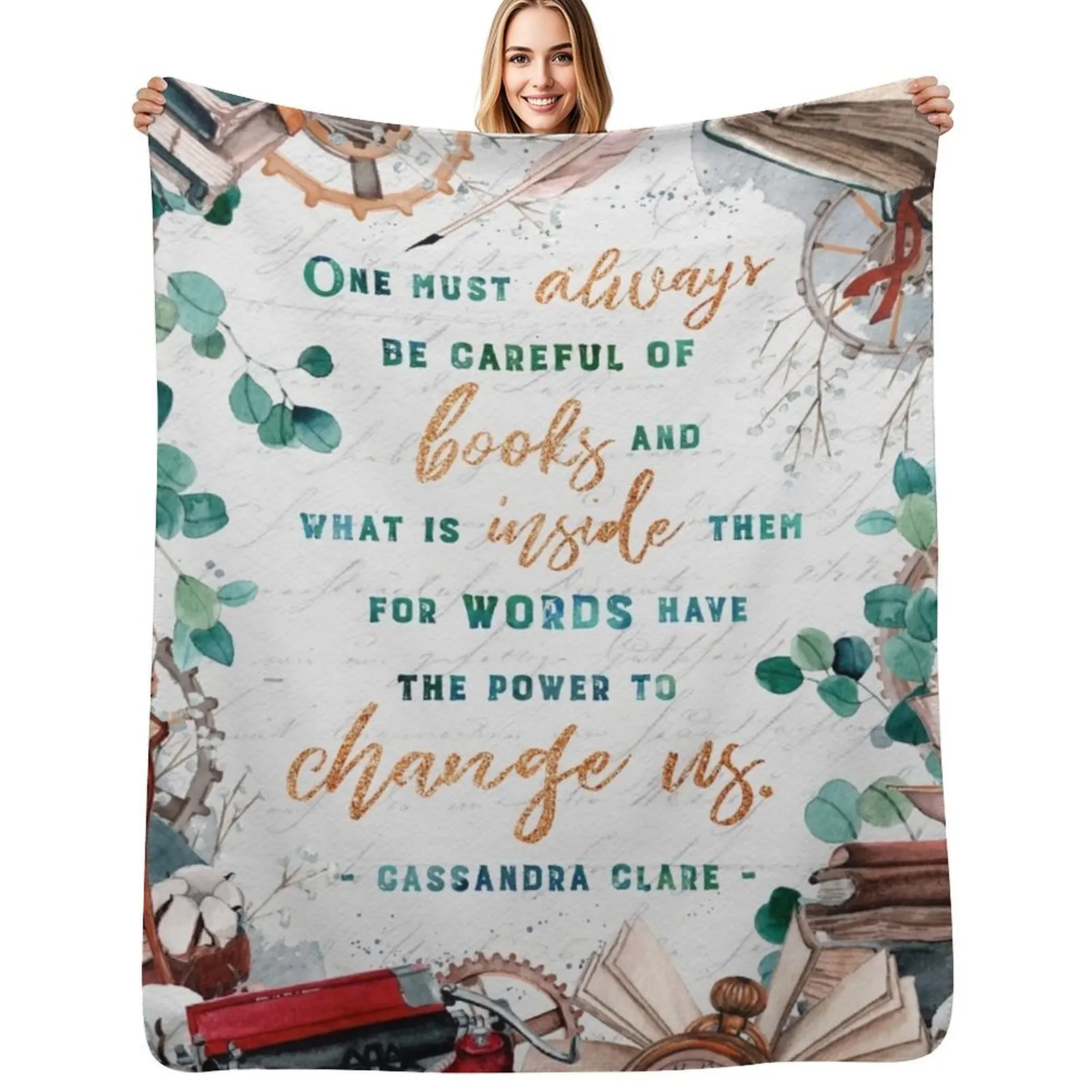 Be careful of books Throw Blanket Luxurious Soft Fuzzy Blanket for Sofa Bed