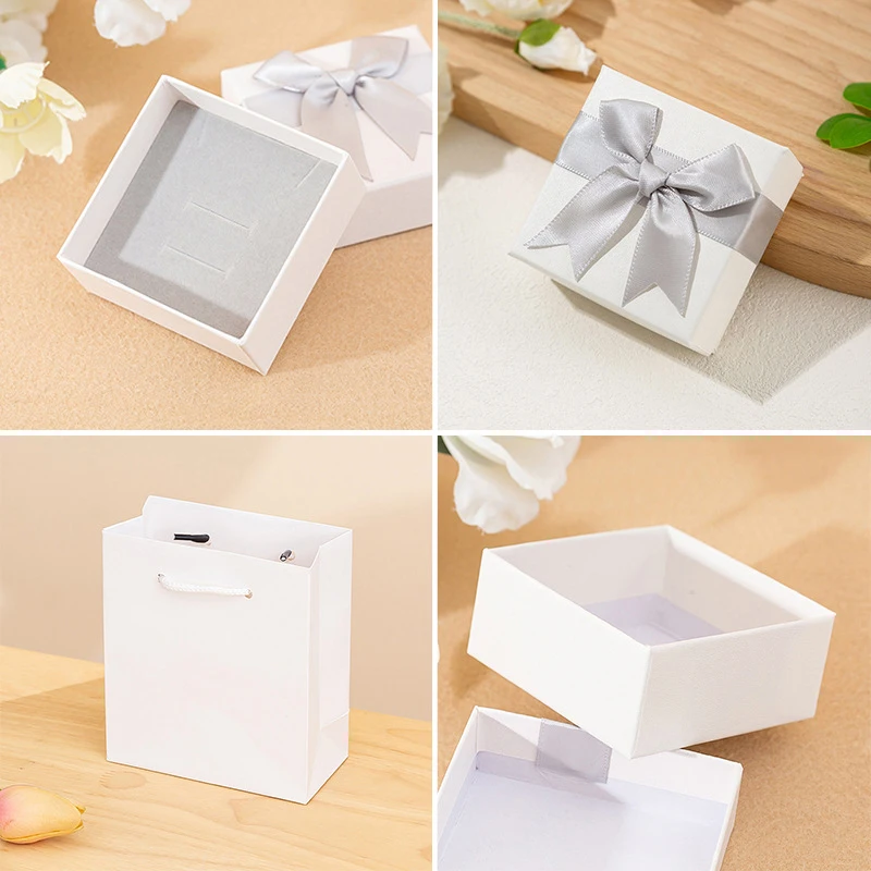 1PC Multiple Colors 7*7*3.5 Cm Bow Knot Gift Box For Jewelry Necklace Earring Bracelet Ring Display Case Brooch Storage Package