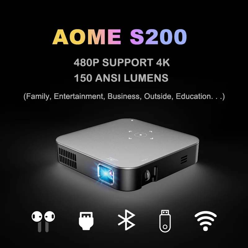 2025S200 Heißer Verkauf Mini Tragbare Heimkino Beamer Smart Touch Led Short Throw Smart Android Dlp Projektor