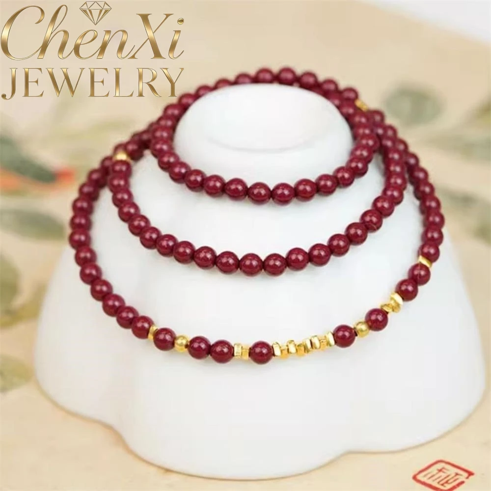 

High-End Cinnabar Multi-Circle Round Bead Bracelet Luxury Quality Fashion Fine Jewelry Exquisite Elegant Popular Charms Young