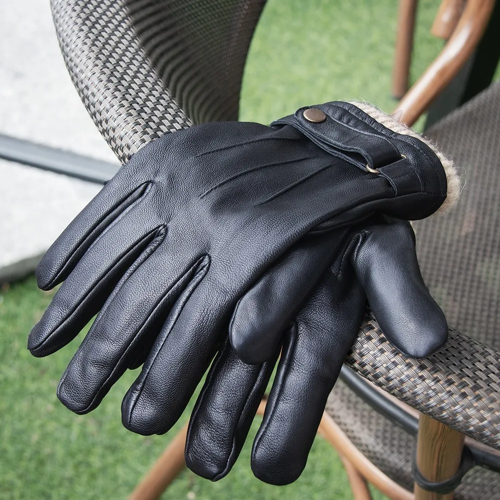 Sheepskin Leather Gloves Touchscreen Compatible for Outdoor Cycling Skiing Gardening Winter Warm Gloves for Men & Women