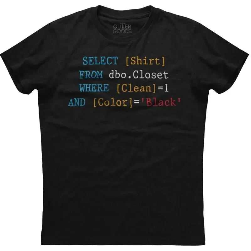 Lustiges SQL-Programmierer-T-Shirt für Herren aus Baumwolle in Schwarz