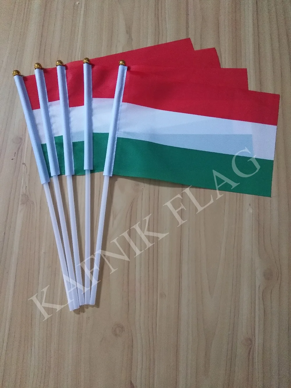 KAFNIK,5pcs Hungary  hand flag 14*21CM With 30cm Plastic Flagpole