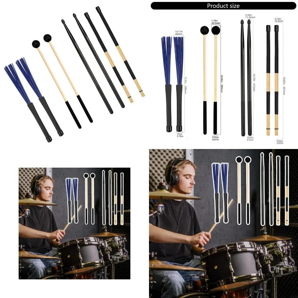 

Многоцелевые барабанные щетки для любителей игры на барабанах, аксессуары для ритма из постоянного полиамидного вещества