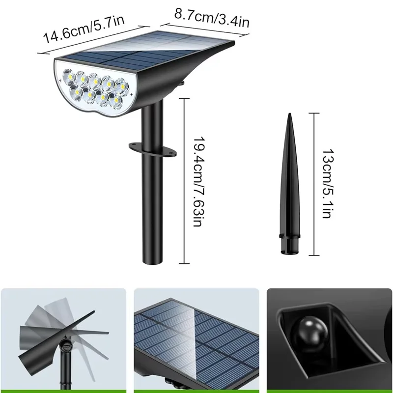 9 LED Solar Garden Spotlights Warm White RGB LED Landscape Light IP65 Waterproof Outdoor Lighting view 5