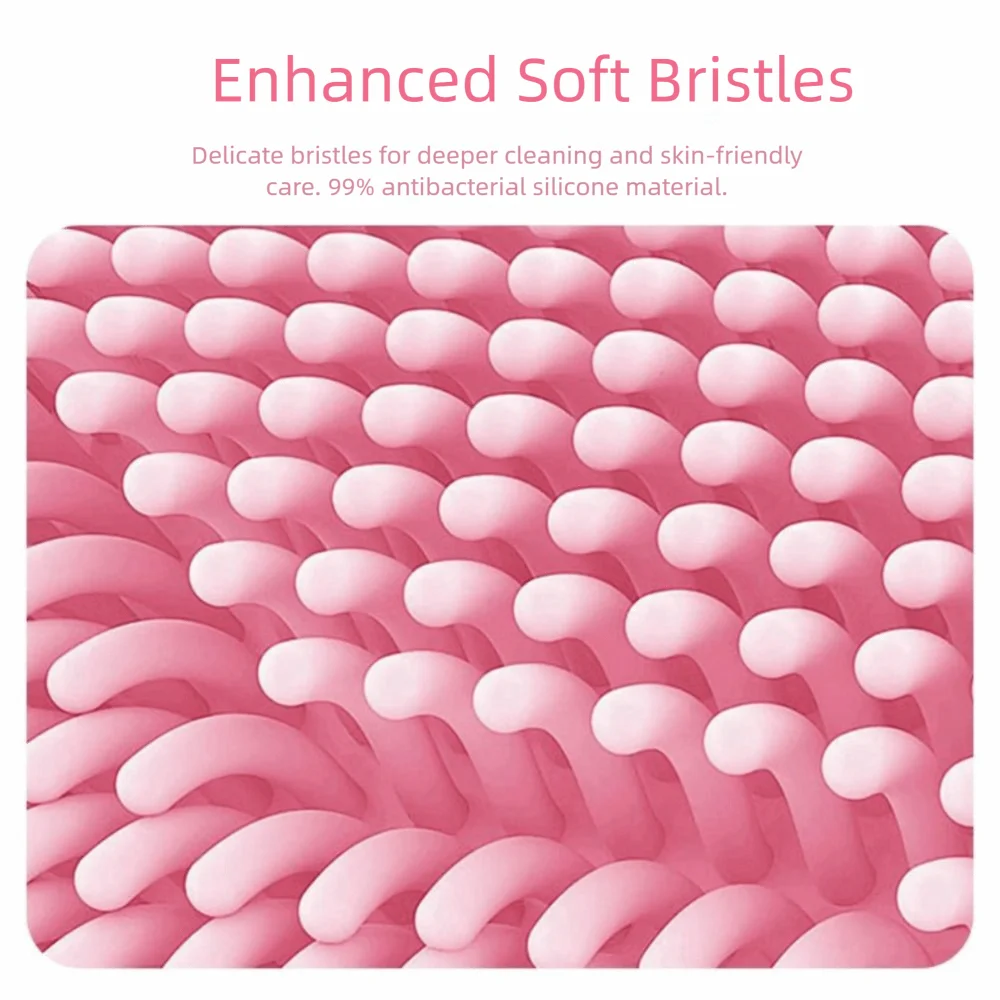 Scrubber elettrico ad ultrasuoni in silicone Vibrazione ad alta frequenza Scrubber sonico a 9 marce Spinning ricaricabile