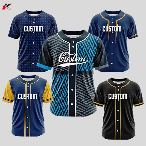 Men Button Sublimation Baseball Jersey Adults Custom Quick Dry Baseball Wear Uniforms Personal T-shirt Breathable Jersey VL1544