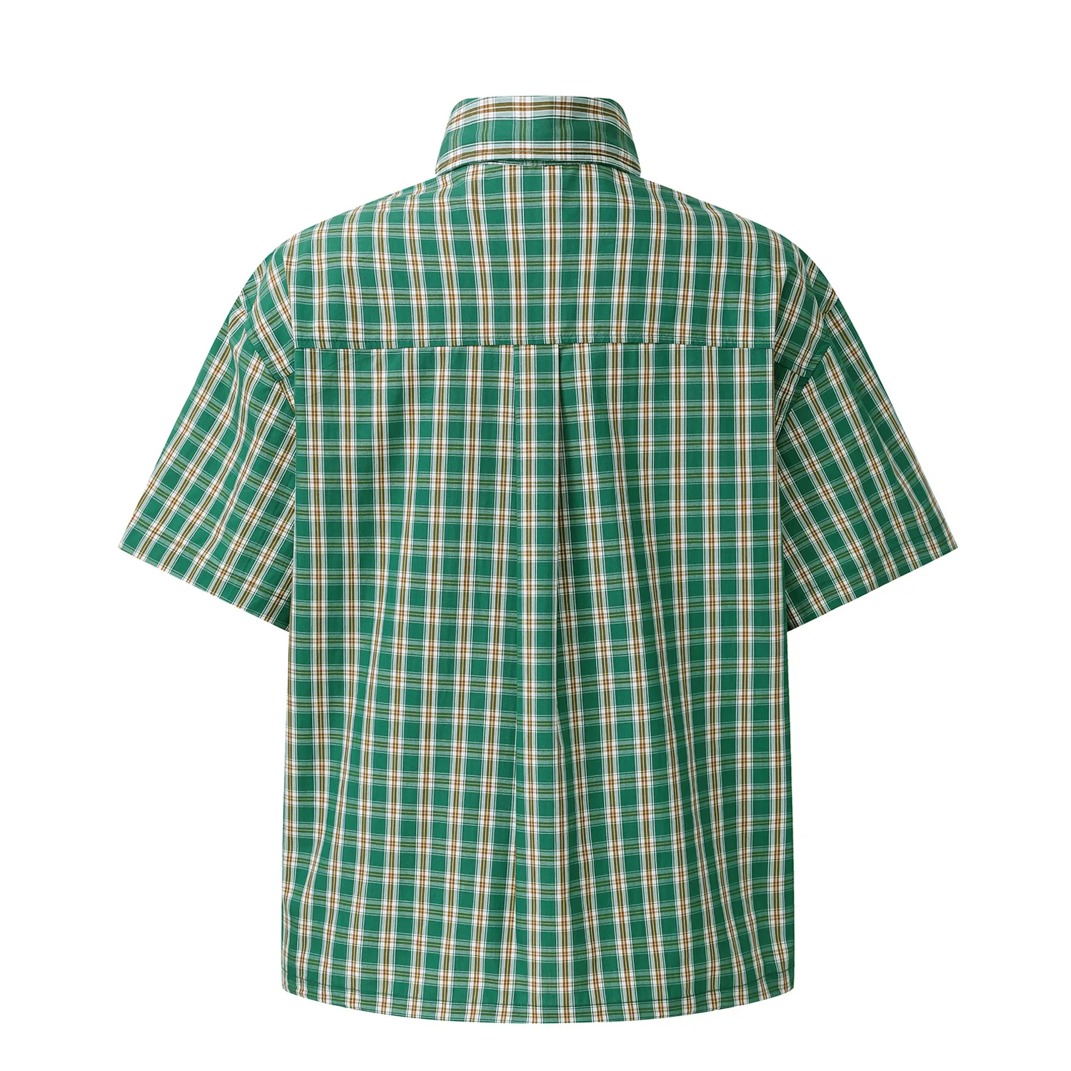 Summer 2026 Japanese Cityboy Oversized Plaid Workwear Short-Sleeve Shirt Loose-Fitting Unisex Half Sleeve Shirt for Men