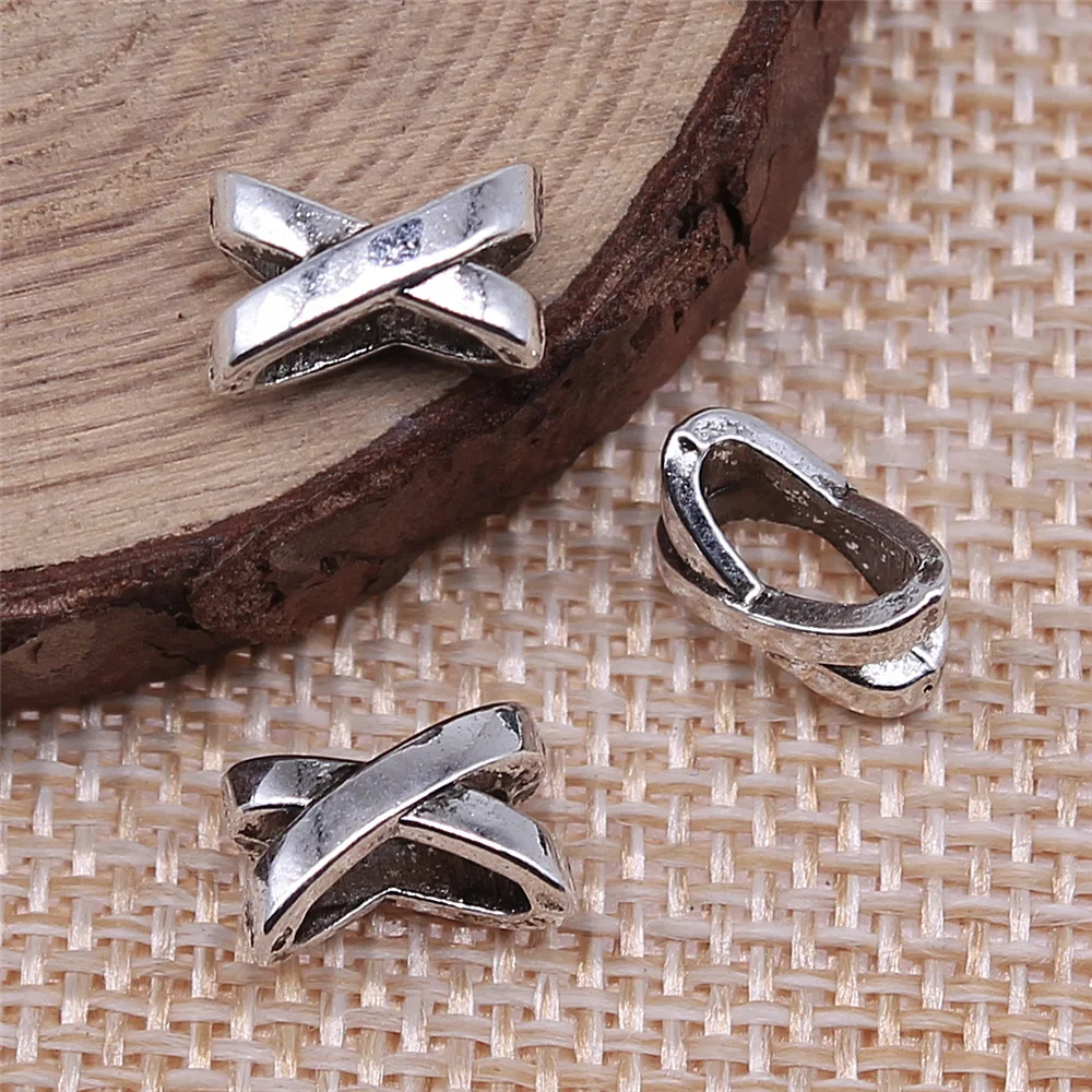 20PCS 7*10mm European Criss-Cross Big Hole Beads Charm Jewelry Accessories for Bracelet Making