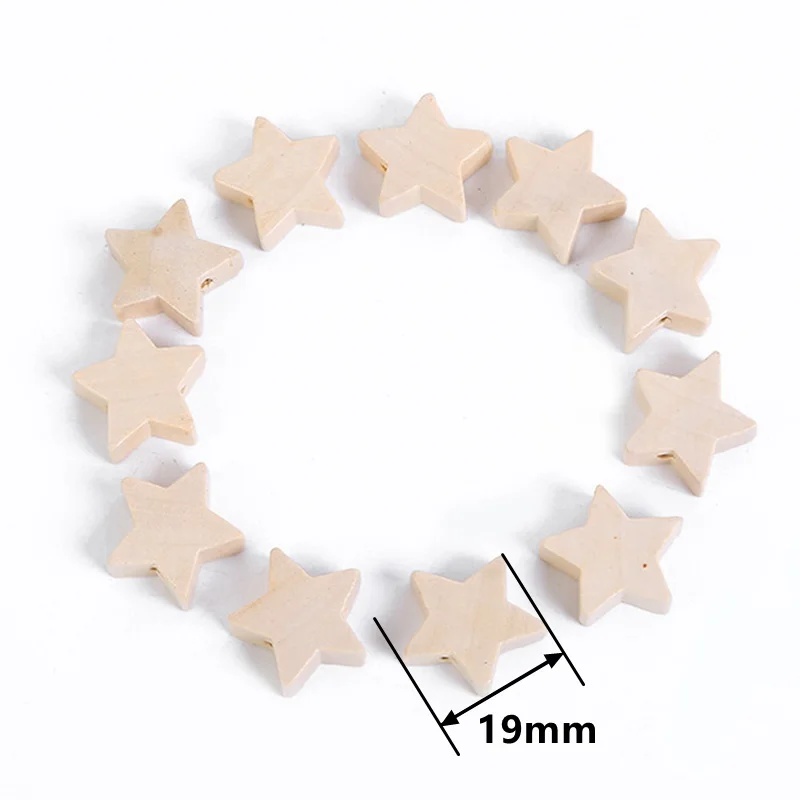 별 모양 나무 느슨한 나무 비즈, 쥬얼리 제작용, DIY 공예 귀걸이 팔찌 결과물, 19x19mm, 10 개