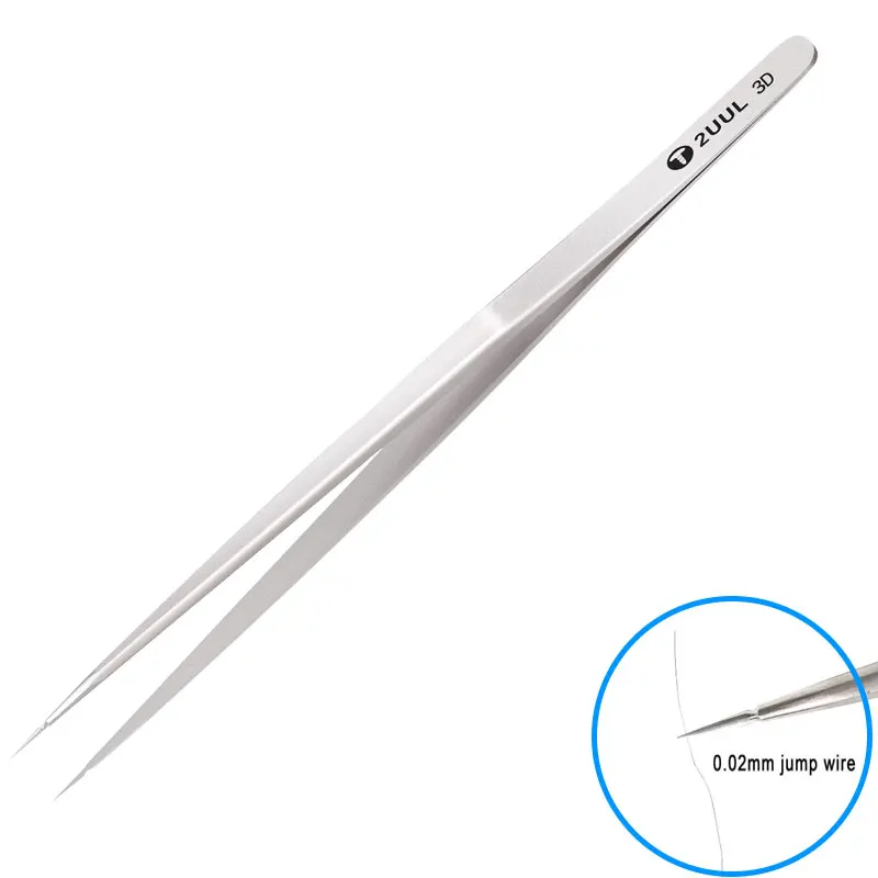 

2UUL Hand Finish 3D Tweezers Precise Flying Jump Wire Super Hard Extra-point Forceps For Mainboard BGA Planting Tin IC Chip Tool