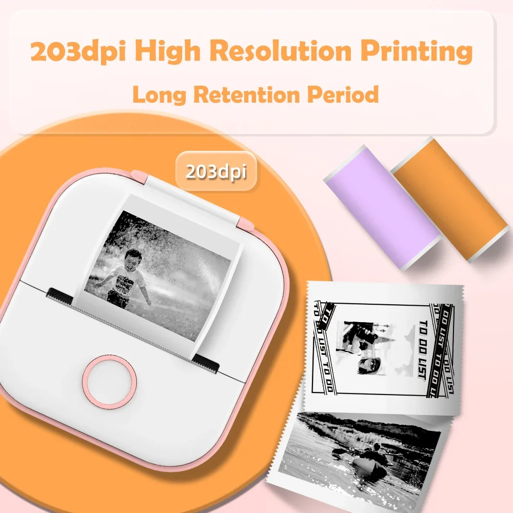 Phomemo T02 Wireless Connection Thermal Portable Printer Self-adhesive Stickers 203dpi Photo Label Memo List Printing Clearly