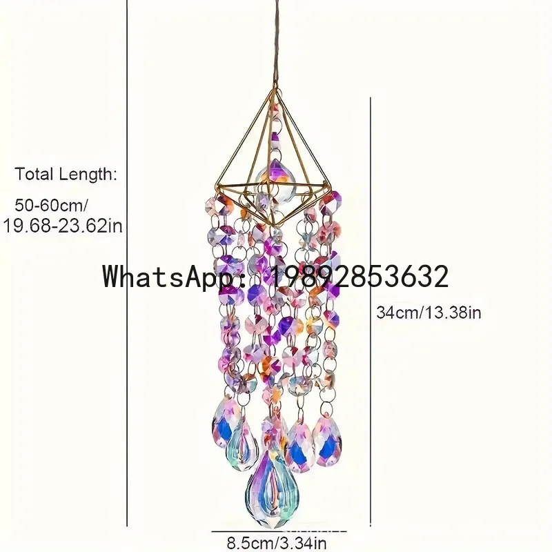 FL Sunshine Catcher Crystal Symphony Wind Chime Pendant Horizontal Room Window Pendant Gift