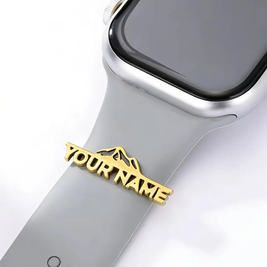 Todorova Personalized Name Mountain Design Watch Band Charm, Custom Metal Accessory Gift for Hiker & Climber