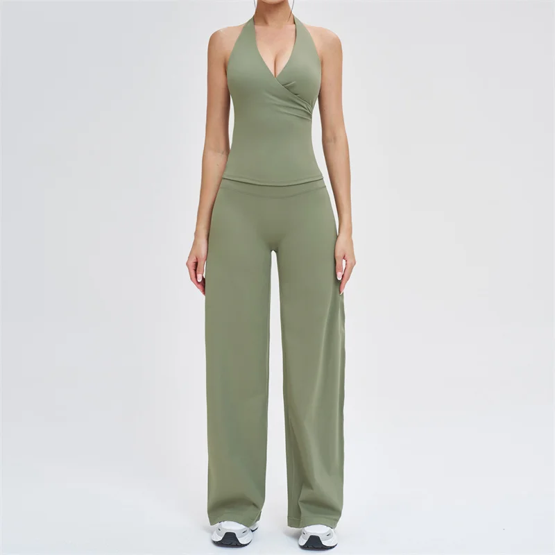 

TRY TO BN Women's Tracksuit Yoga Sets Sports Vest Beautiful Back Breathable Fitness Leggings Running Two Pieces Suit Gym Clothes