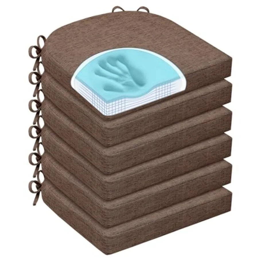 

Подушки для стульев, нескользящие, с завязками и моющимися чехлами, из пены с эффектом памяти, для кухонных стульев, набор из 6 штук