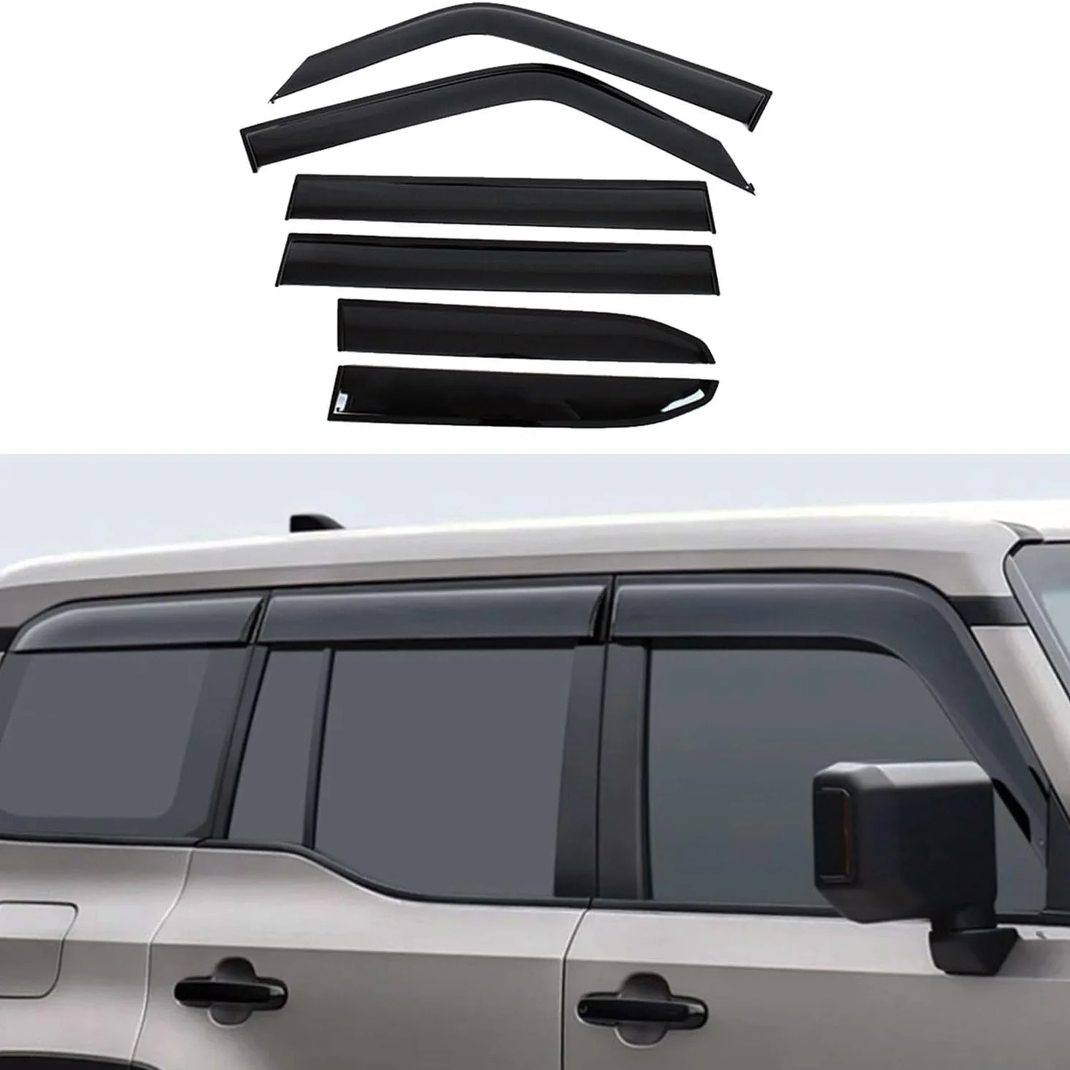 

For Toyota Land Cruiser Prado LC250 J250 2024 2025 Black Side Window Visor Wind Deflector Rain Guards Sunshades Cover 6pcs