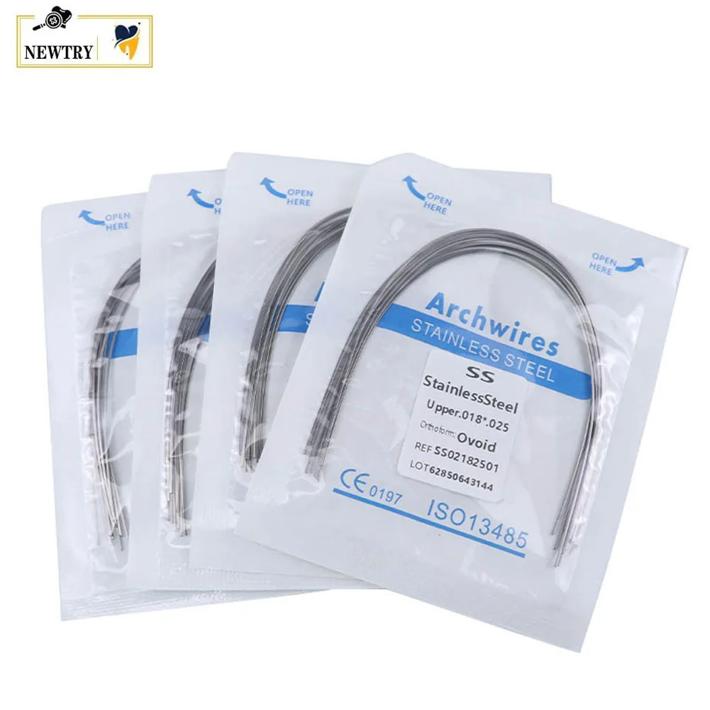 10 Packs Stainless Steel Orthodontic Archwire Rectangular Preformed Ovoid Natural Form Dental Arch Wire For Teeth Brace Bracket