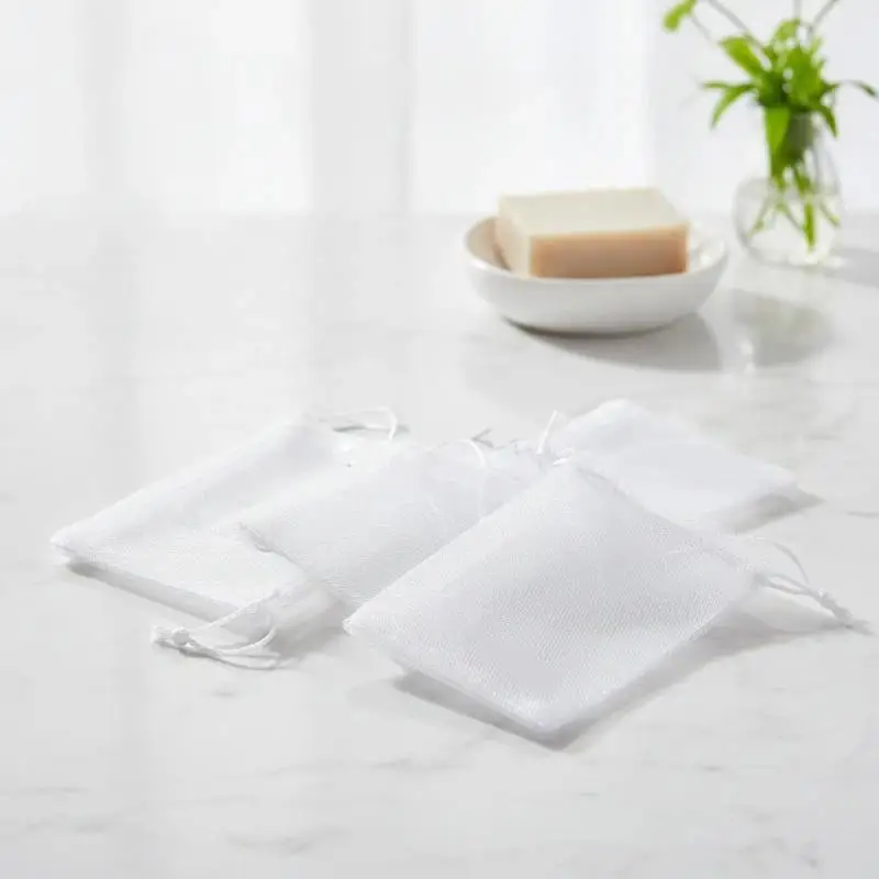 50Pcs Eco Friendly Plastic Mesh Drawstring Bags Reusable Breathable for Spice Soap Kitchen Storage