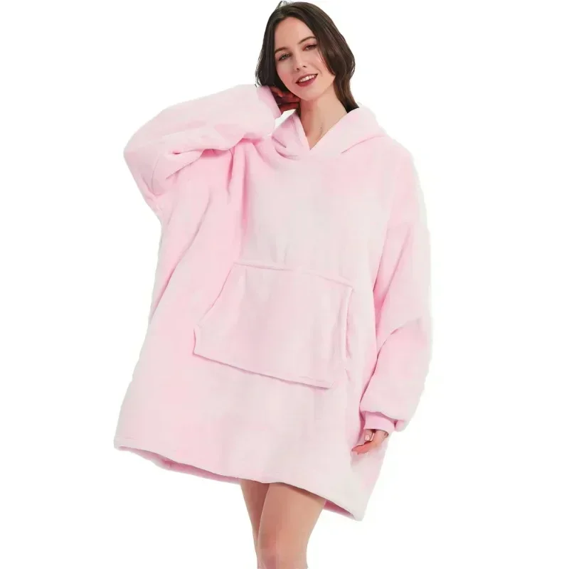 Winter Hoodies Sweatshirt Frauen Männer Pullover Fleece Riesen TV Übergroße Decke mit Ärmeln Robe Tragbare Decken – Detail 38