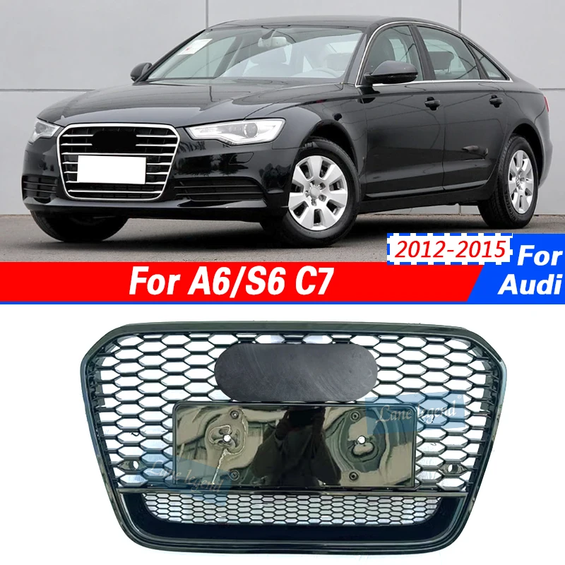 Honeycomb Grill Front Hood Grille Front Bumper Grill Center Grille for RS6 Style Grill for Audi A6/S6 C7 2012-2015