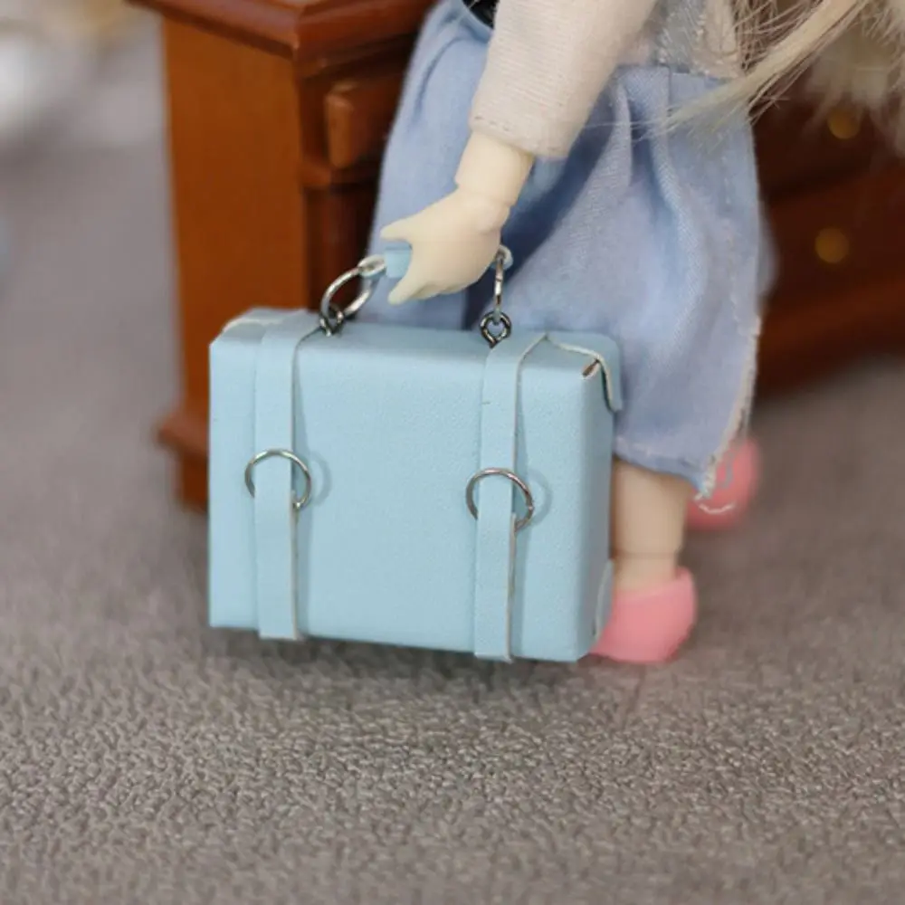 OB11 Box Dollhouse Miniature Leather Luggage DIY Fashion Doll Miniature Leather Case Exquisite Cute Dollhouse Mini Messenger