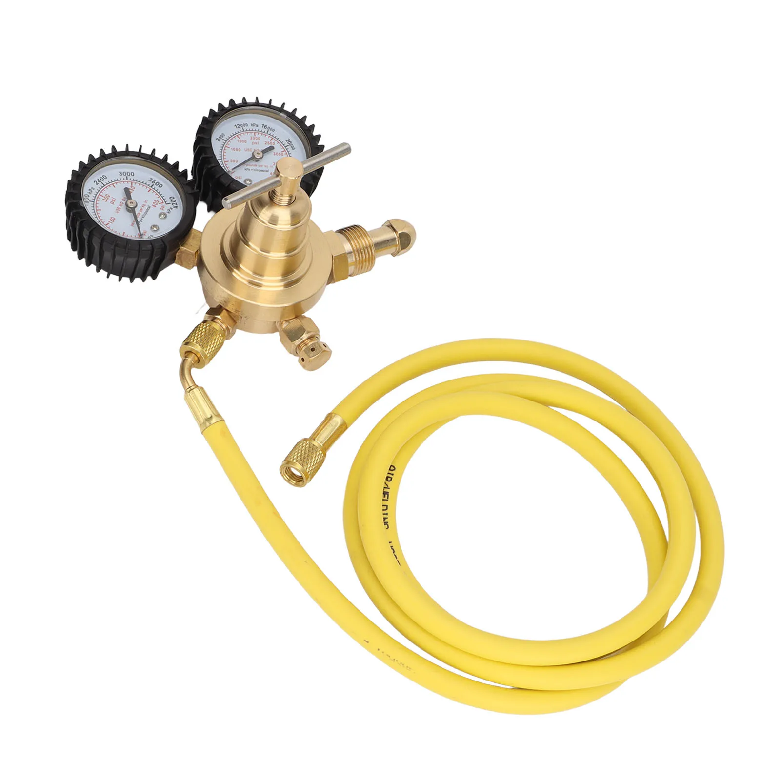 Nitrogen Pressure Gauge Regulator Test Kit Brass Inlet Outlet Connection with 200cm Hose