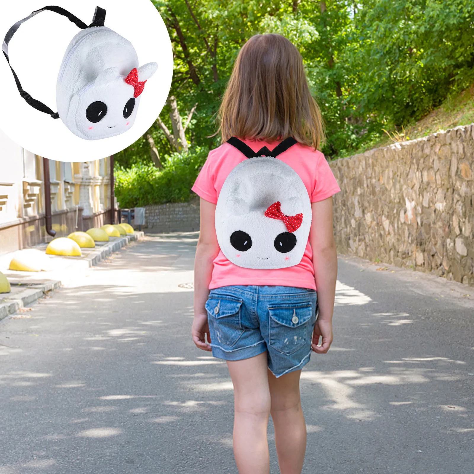 

1Pcs Panda Design Backpack for Kids Soft Material Not Easily Deformed Adjustable Shoulder Strap Bow Knot Detail Stylish Casual