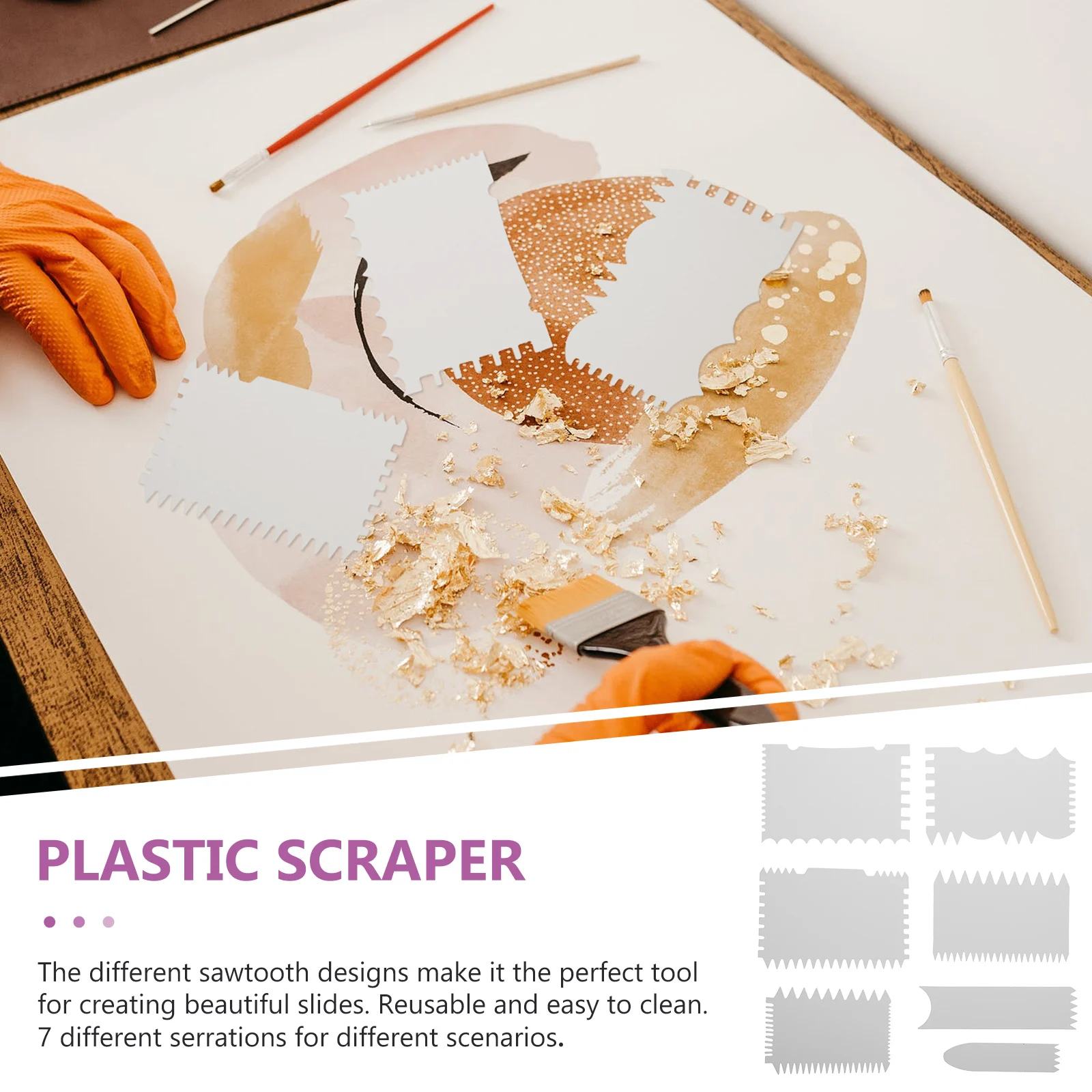 

Набор из 7 акриловых скребков для рисования, инструмент для творчества, волнообразный дизайн, набор для рисования граффити для детей