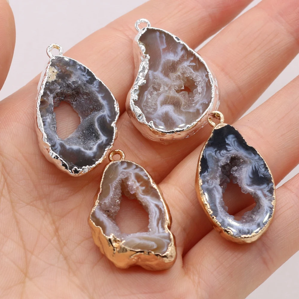 Agate Crystal Bud Irregular Pendant Natural Stone Crafts Jewelry Making DIY Necklace Earring Accessories Gift Party15x25-20x30mm