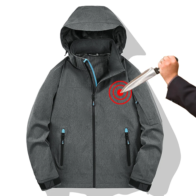 Hooded tactical self-defense stab slash resistant jacket stealth flexible FBI safe fashionable casual clothing