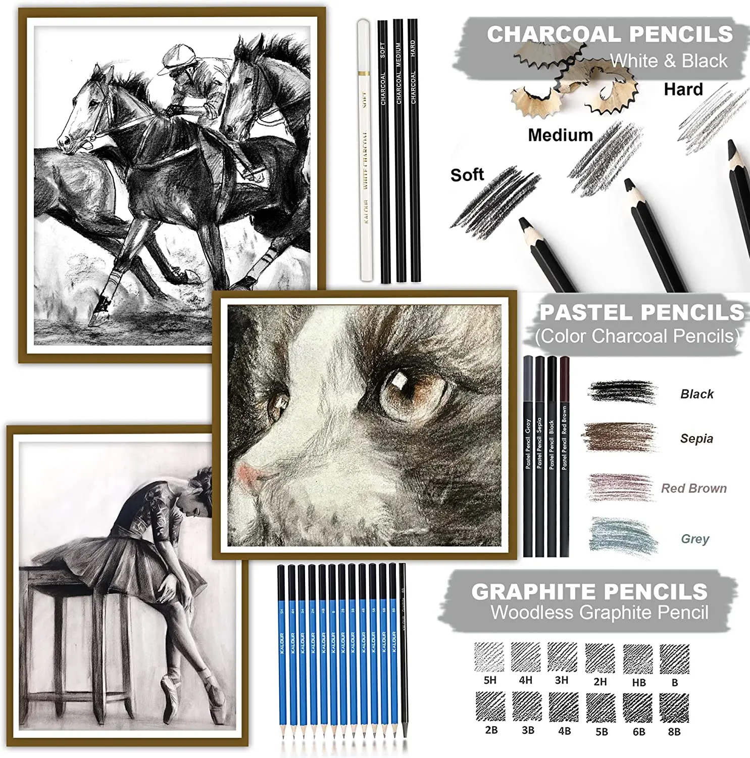 71 Drawing Sketching Kit Set - Pro Art Supplies with Sketchbook & Watercolor Paper - Include Tutorial,Watercolor,PencilGraphite