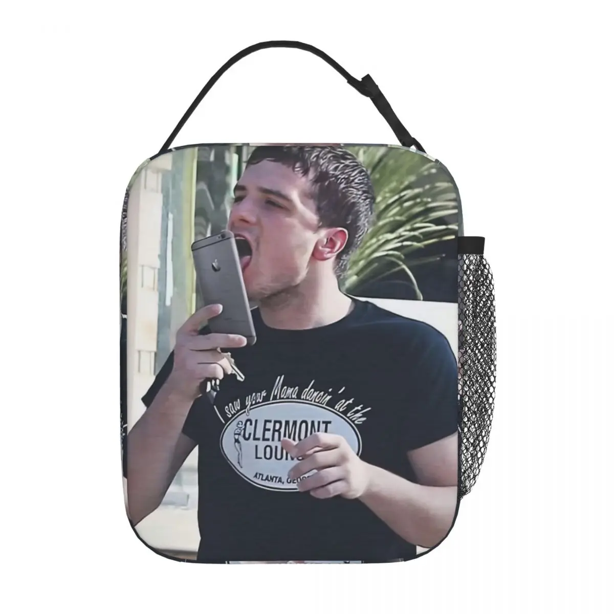 Josh Hutcherson Licking Phone Meme Insulated Lunch Bags Cooler Meal Container Tote Lunch Box Food Storage Bags Beach Picnic