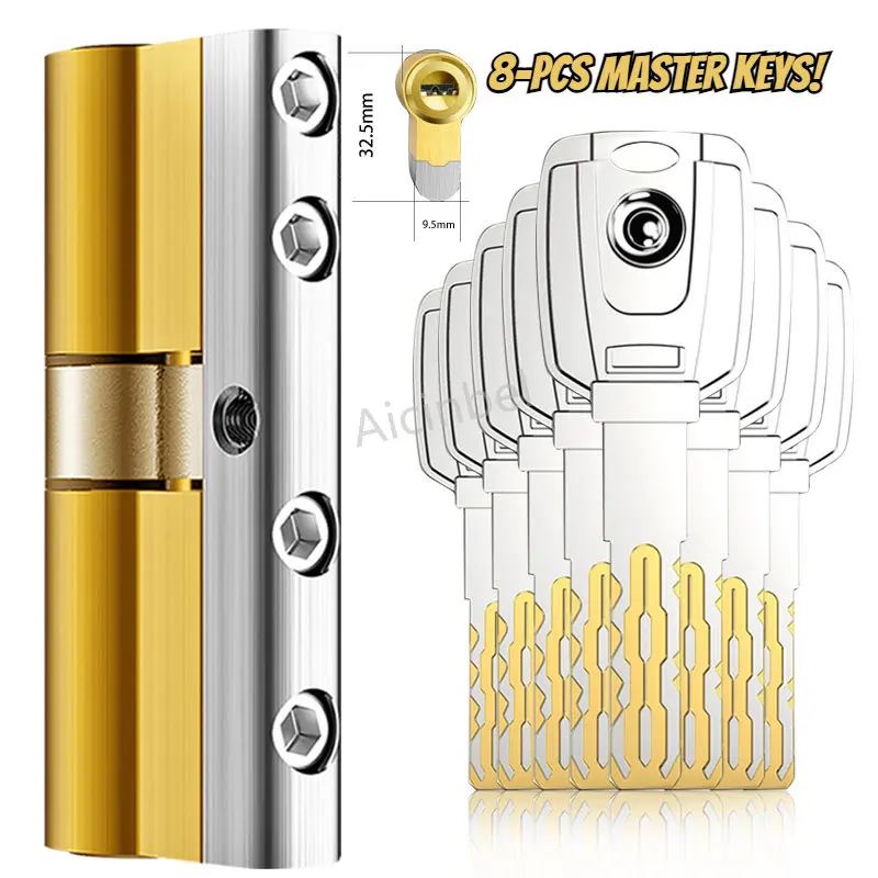 High quality European standard lock cylinder,Super C Class Door Lock,Entrance Anti theft door Double lock core,8pcs Master Keys