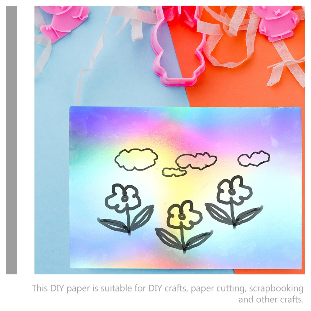 

10 Sheets Holographic Cardstock Multi-Color Thick Craft Paper DIY Supplies for Handicraft Paper Cutting Scrapbook Cards