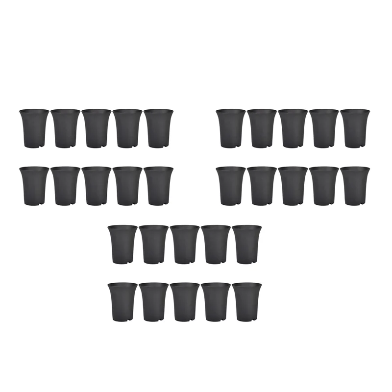 

WORTHOWN-30Pcs Black Round Flower Pots High Waist Deep Pots Are Perfect For Indoor And Outdoor Plants, Seeds, Vegetables