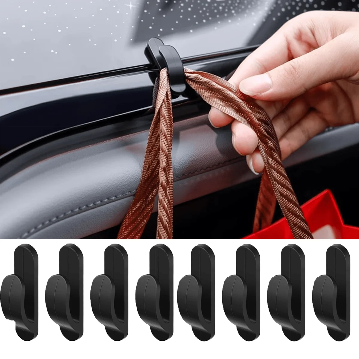 Mini Car Front Row Hook Adhesive Kitchen Bathroom No-Drilling Hidden Vehicle Home Dual-Purpose Sticky Mount Hook