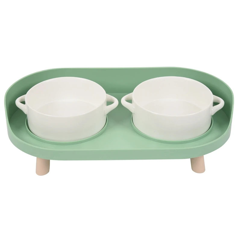 

Dog Cat Bowls, Ceramics Dog Cat Food Bowl, Raised Dog Cat Water Bowls Stand With No-Spill Design, 5 Inches Ceramic Bowl