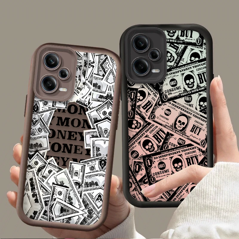 Luxury Skull Banknote Phone Case for Xiaomi Redmi Note A3 13 12 11 Pro Plus 4G 5G 12S 11S 10S 10 9 9S 8 12C 13C Silicone Cover