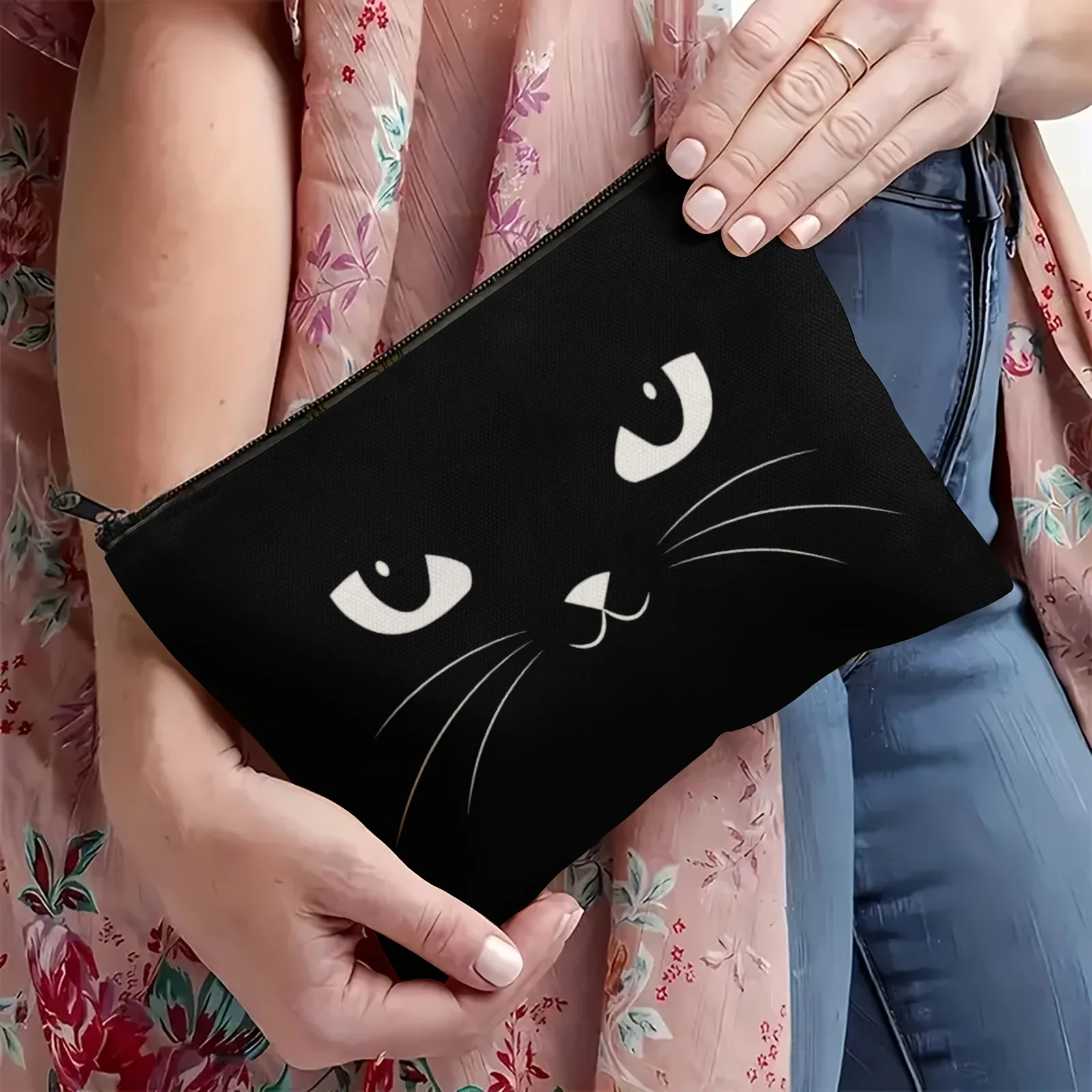 กระเป๋าแต่งหน้าแมวดำ - กระเป๋าซิปมัลติฟังก์ชั่นน่ารักสำหรับผู้หญิง, กระเป๋าเก็บเครื่องประดับ, กระเป๋าเดินทางซิปกระเป๋าเก็บของขนาดเล็กที่สมบูรณ์แบบ