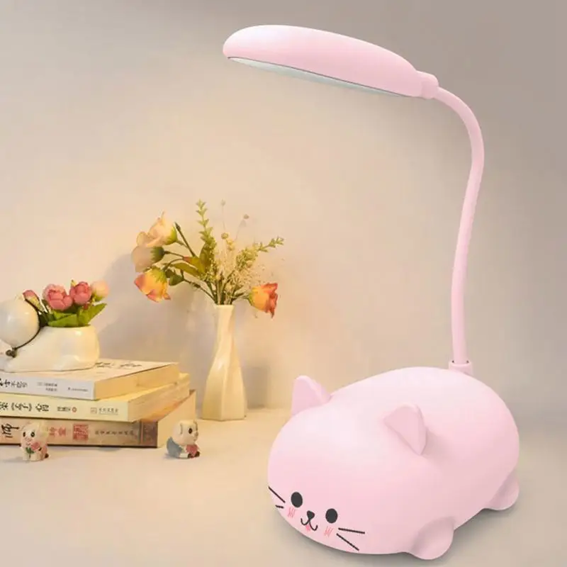 Mini Cat USB Lamp LED Cute Animal Night Light Rechargeable Table Lamp Bedside Lamp Eye Caring Reading Lights Bedrooms