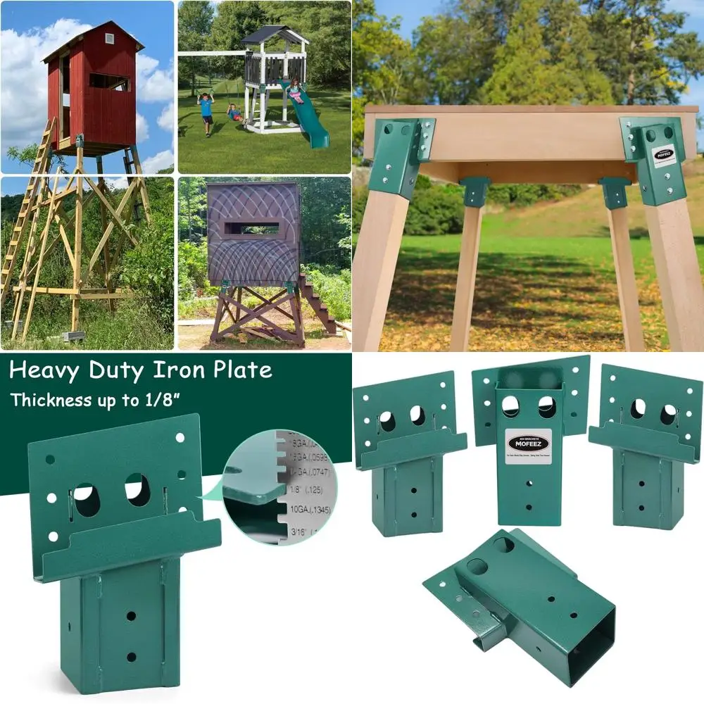 

Green 4x4 Outdoor Compound Angle Brackets Set of 4 for Deer Stands, Hunting Blinds, and Shooting Shacks