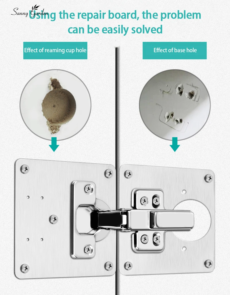 Door Hinge Repair Plate for Kitchen Cabinets Stainless Steel Cupboard Drawer Window Furniture Hinges Repair Kit Fittings