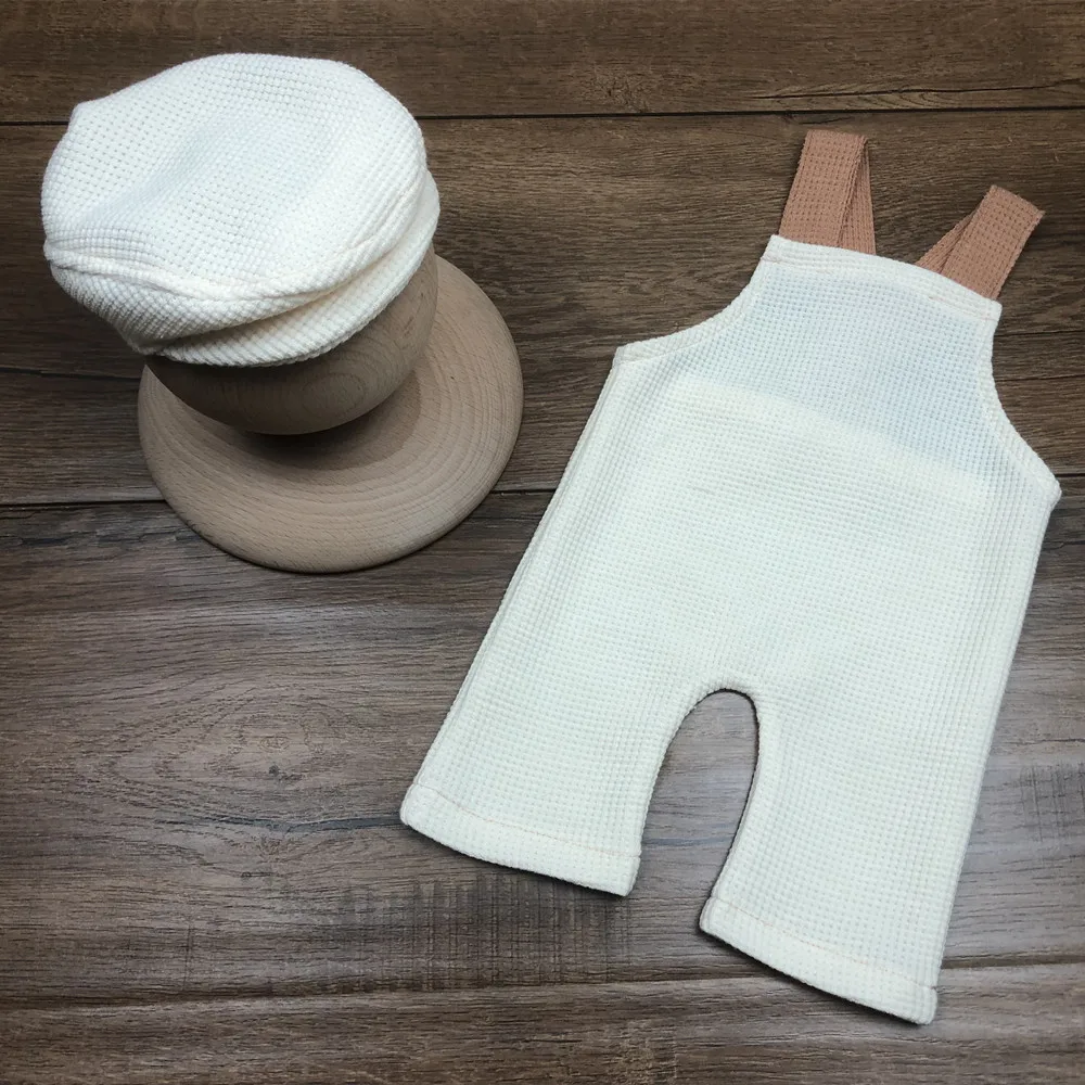 Newborn Photography Props Baby Photoshoot Outfit Clothing Cap and Overalls Set Infant Photo Props Baby Boy Girl  Accessories