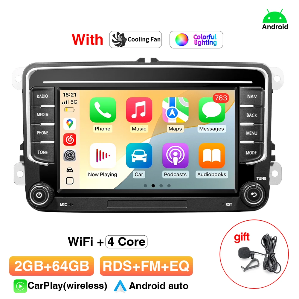 Grandnavi 2Din Android 13 Autoradio GPS Voor VW/Volkswagen Skoda Octavia golf 5 6 touran passat B6 polo Jetta 2Din Radio Speler
