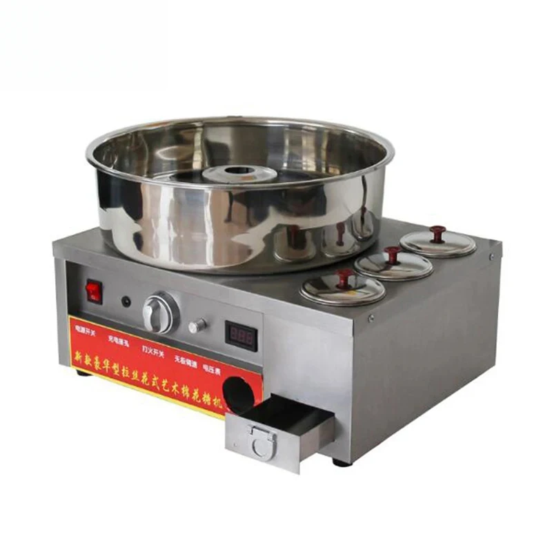 JIQI Luxury Fancy Commercial Gas Cotton Candy Maker Sweet Candyfloss DIY Sugar Floss Stainless Steel Flower Marshmallow Machine